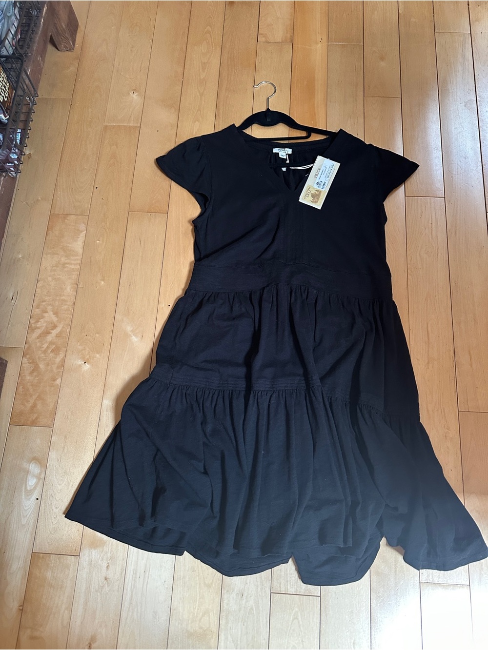 dylan Black Tiered Cotton Midi Dress
